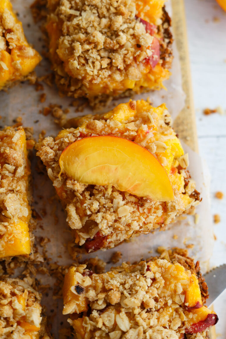 Barres crumble aux pêches