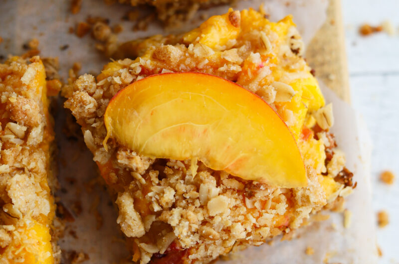 Barres crumble aux pêches