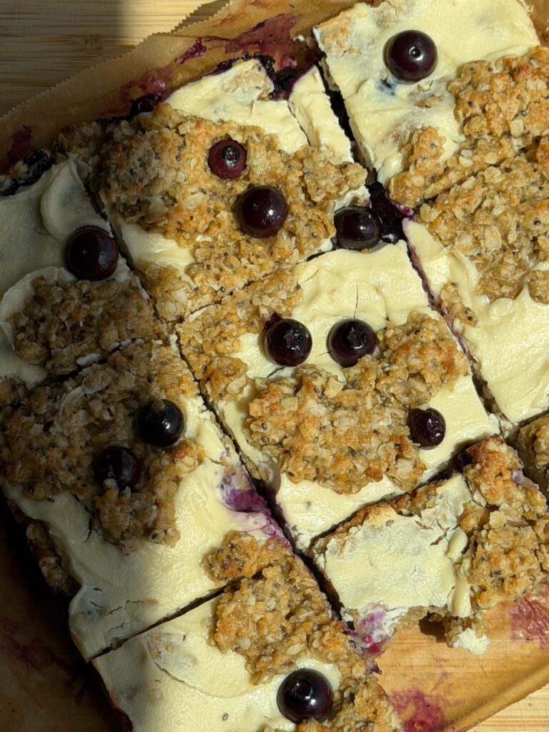 Barres style cheesecake aux bleuets
